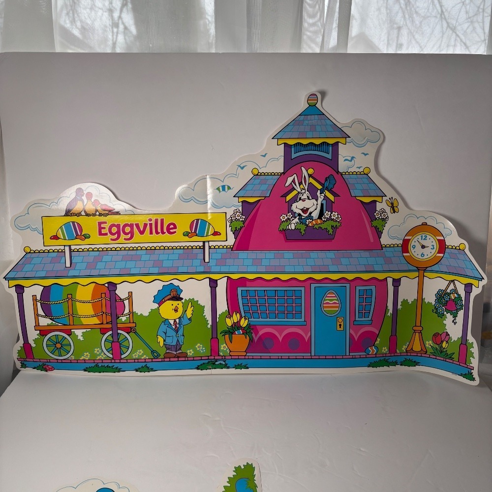 Vintage Trend Eggville Retro VIllage Die Cut Cardboard Easter Decoration‎ Egg - Picture 2 of 6